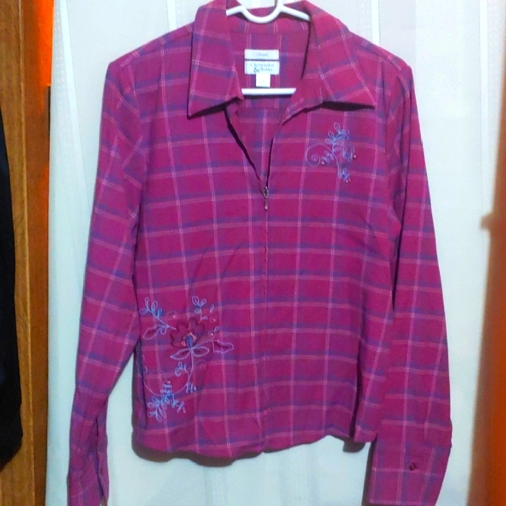 Christopher & Banks stretch flannel shirt size L